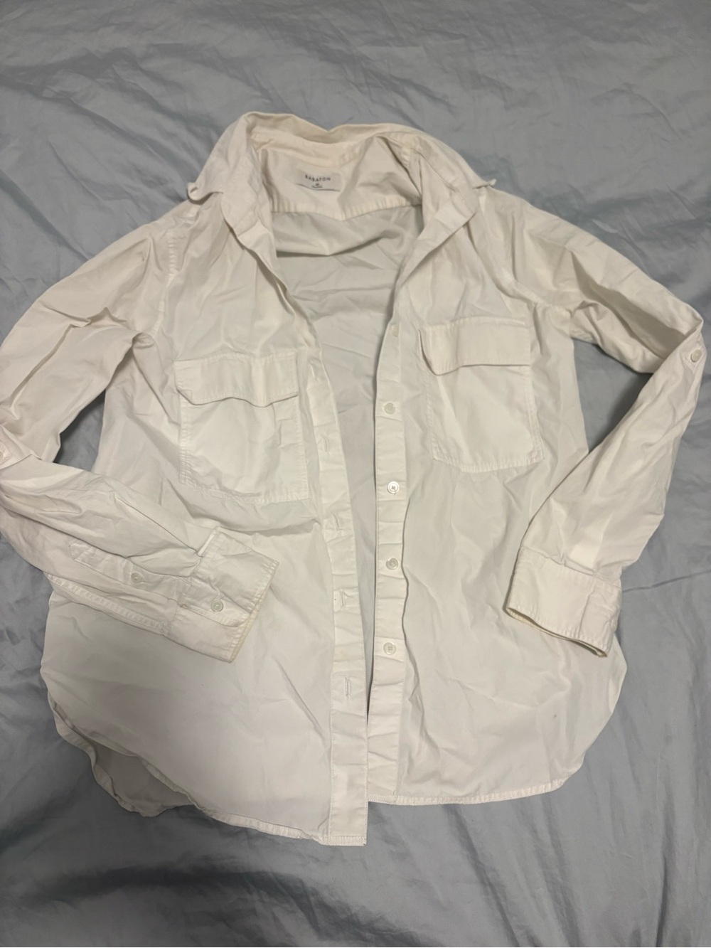 Babaton White Long-Sleeve Button-Down Shirt